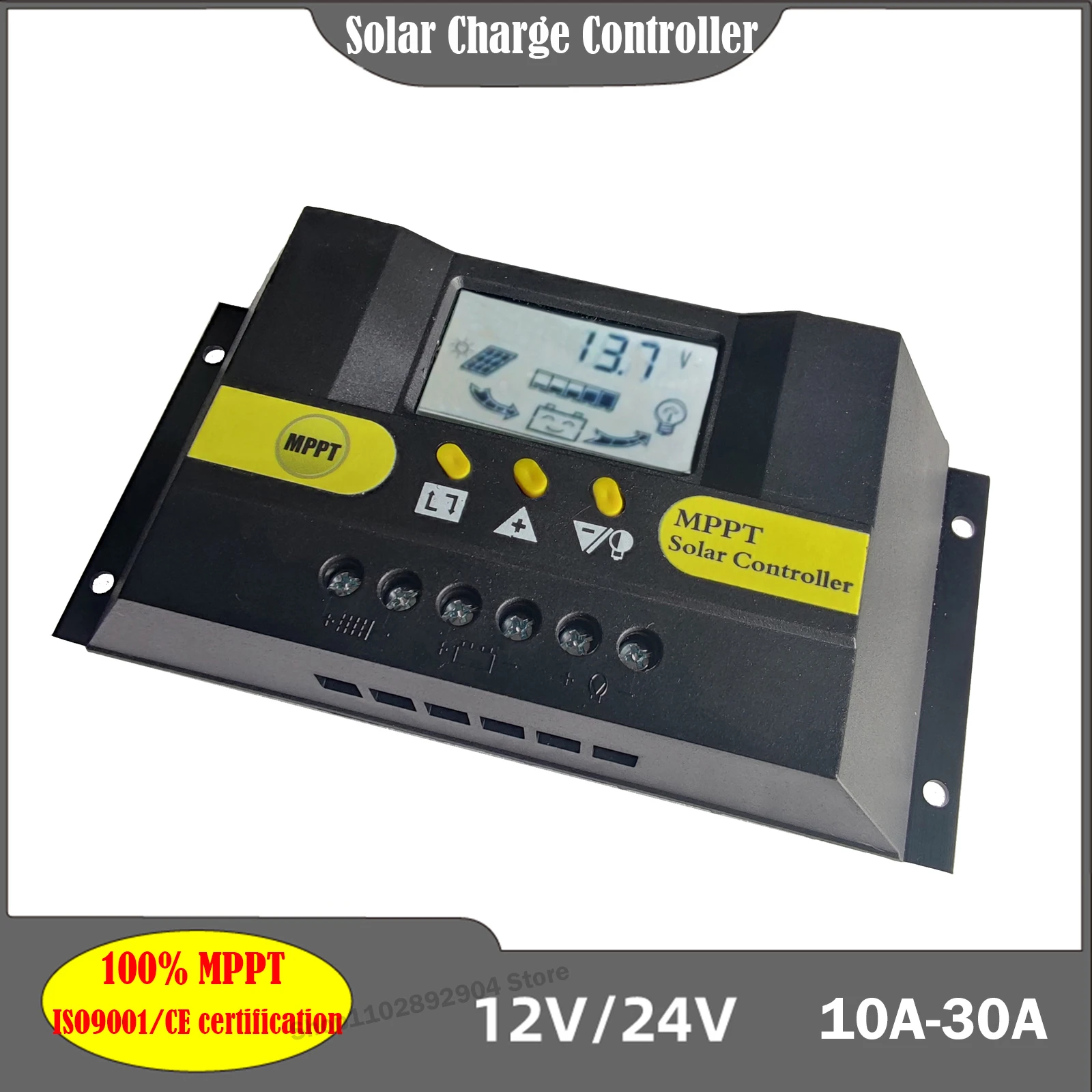 

10A 20A 30A MPPT Solar Charge Controller 12V/24V Solar Regulator USB 5V Panel Battery Regulator Intelligent LCD Display