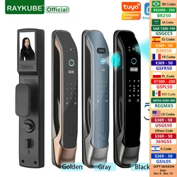 RAYKUBE DF3 3D Eletronic Zigbee Door Lock Face Recognition Tuya Biometric Fingerprint Smart Door Lock with Camera Peephole