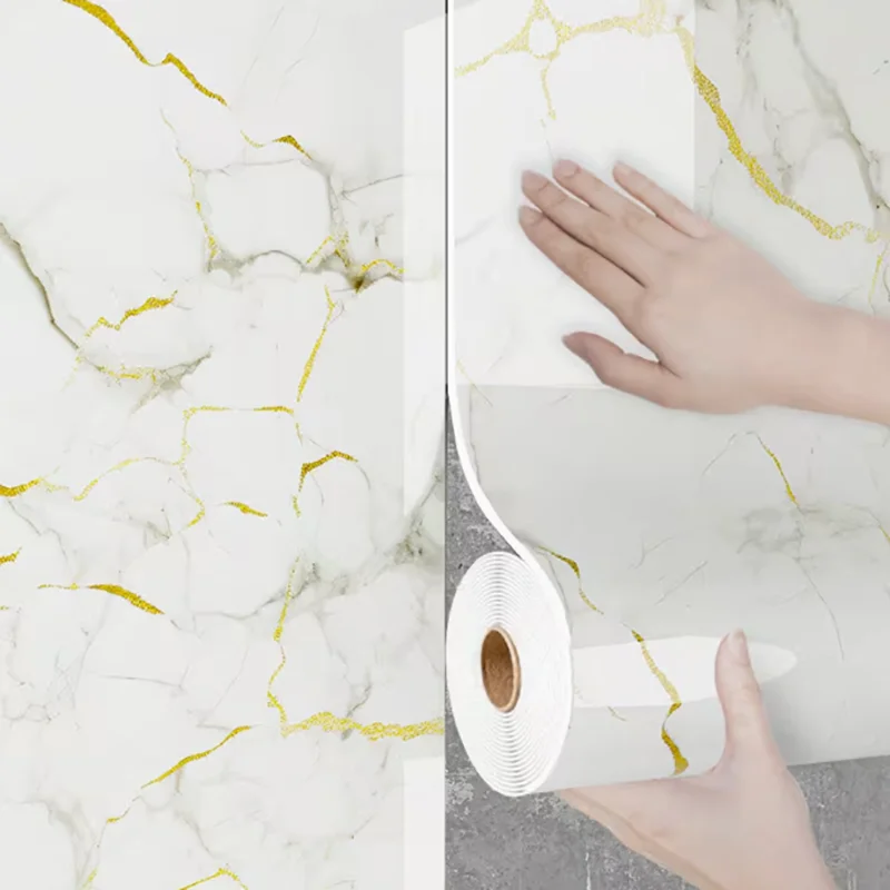 

1 рулон мраморных водонепроницаемых и необрастающих толстых пенопластовых обоев, самоклеящаяся наклейка на стену из ПВХ для спальни и гостиной