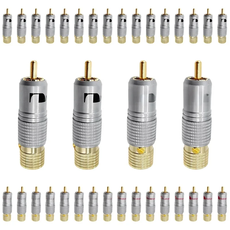 2/4/8/16 szt. Hifi pozłacane wtyczka RCA blokowanie bez lutowania gniazdo złącza lotosu 10mm Adapter przewodu Audio — zdjęcie 2