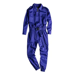 2022new Mens Hip Hop Cargo Jumpsuit Fashion Black Royal Blue Joggers Overall Multi Pocket Work Rompers Streetwear Korean Clothes