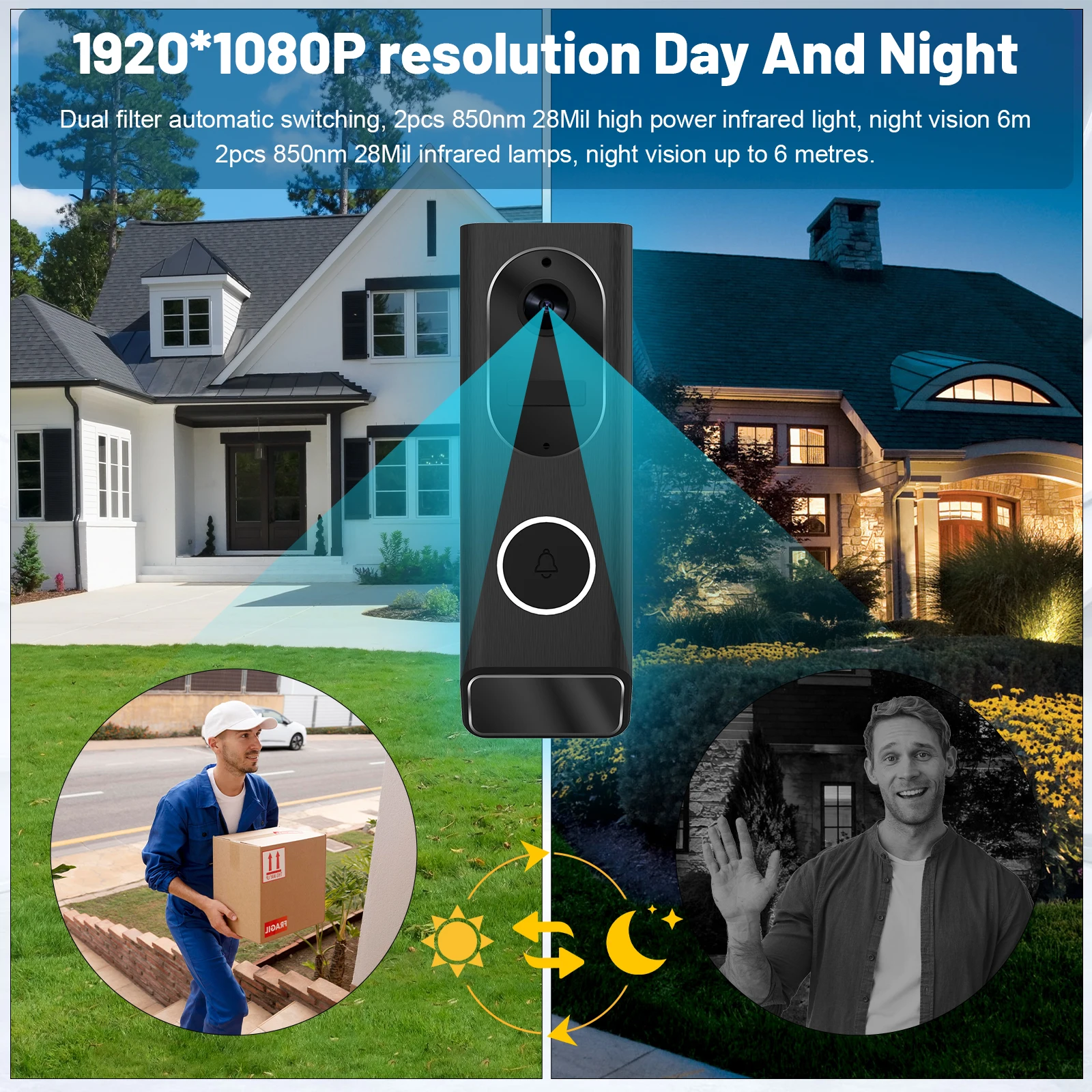 S7 1080P Wireless Video campanello telecamera WiFi Smart Door Bell IP66 Smart Home Security Motion Detect Night Vision Intercom Bell
