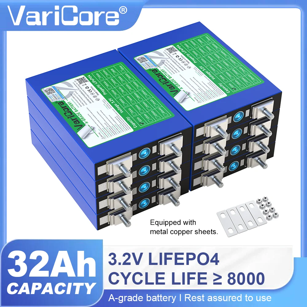 3.2V 32Ah Lifepo4 Oplaadbare Batterij Lithium IJzer Fosfaat Reizen Zonne-energie RV Campers 12v 24v batterijen Grade A Belastingvrij