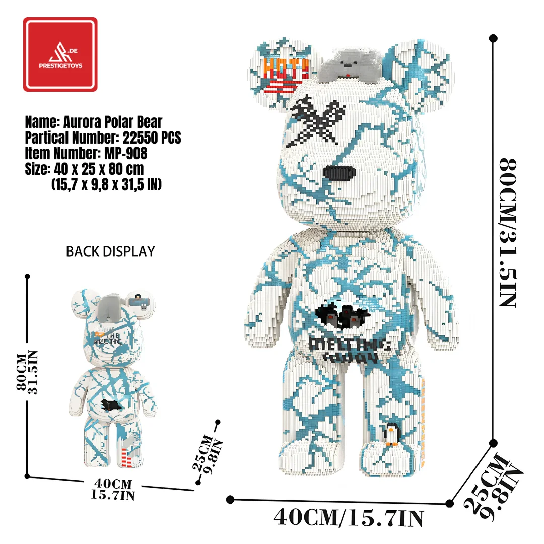 Reuze 80cm Designer Fluid Bear Bouwstenen - Mechanische Halve Schedel Kunstsculptuur, Luxe Moderne Decoratie Collectible, Creatief Cadeau voor Volwassenen (EU Voorraad)