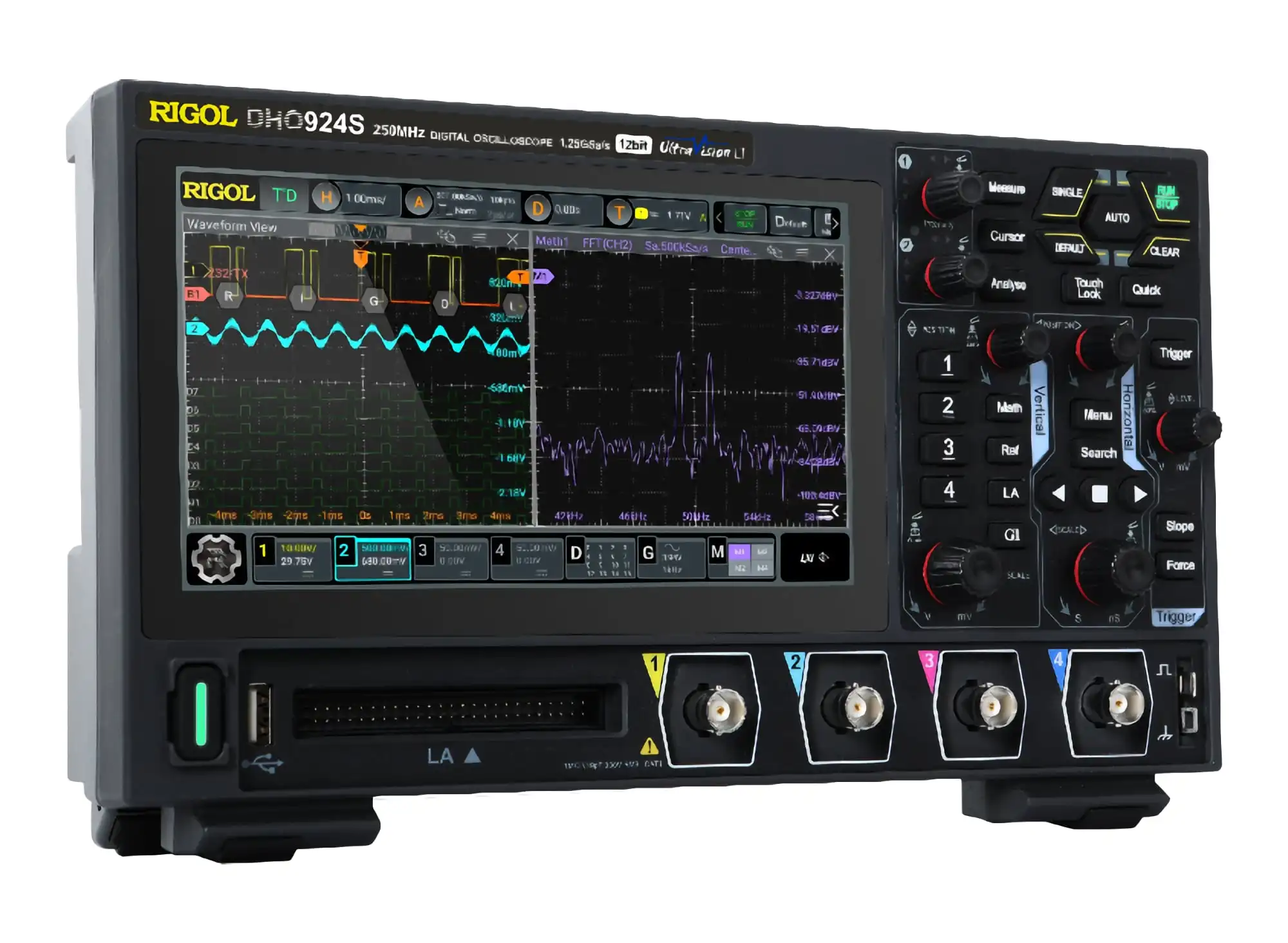 RIGOL 디지털 오실로스코프, DHO914/914S/924/924S, 4 채널 125/250MHz, 12 비트, 1.25GSa/Sec, 50MPts 깊이