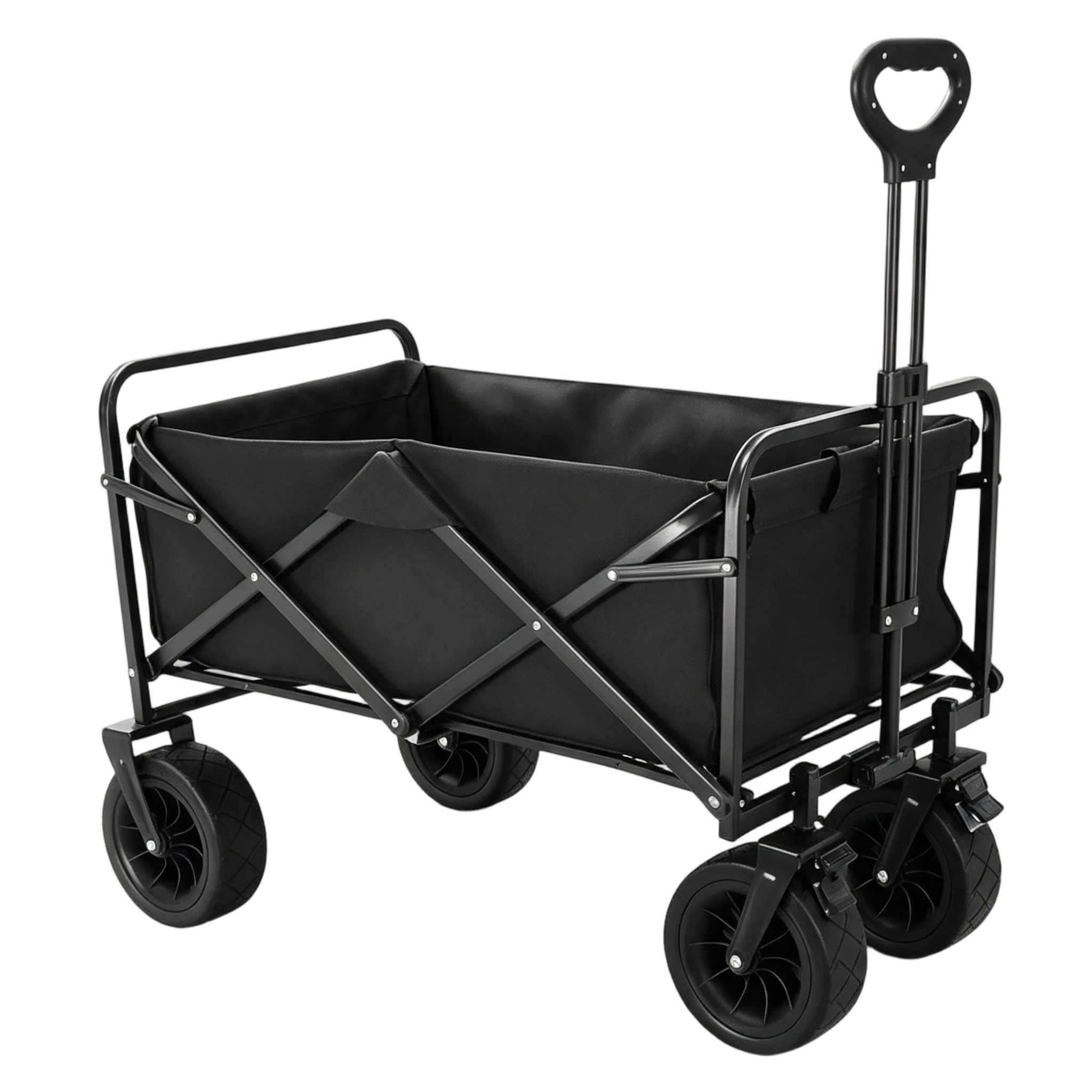 Faltbarer tragbarer Wagen 171L mit All-Terrain-Rädern 360° °   Schwenkbare Räder mit Bremsen, robuster Stahlrahmen, verstellbarer Griff, zusammenklappbarer Einkaufswagen, Strandwagen, Mehrzweckwagen