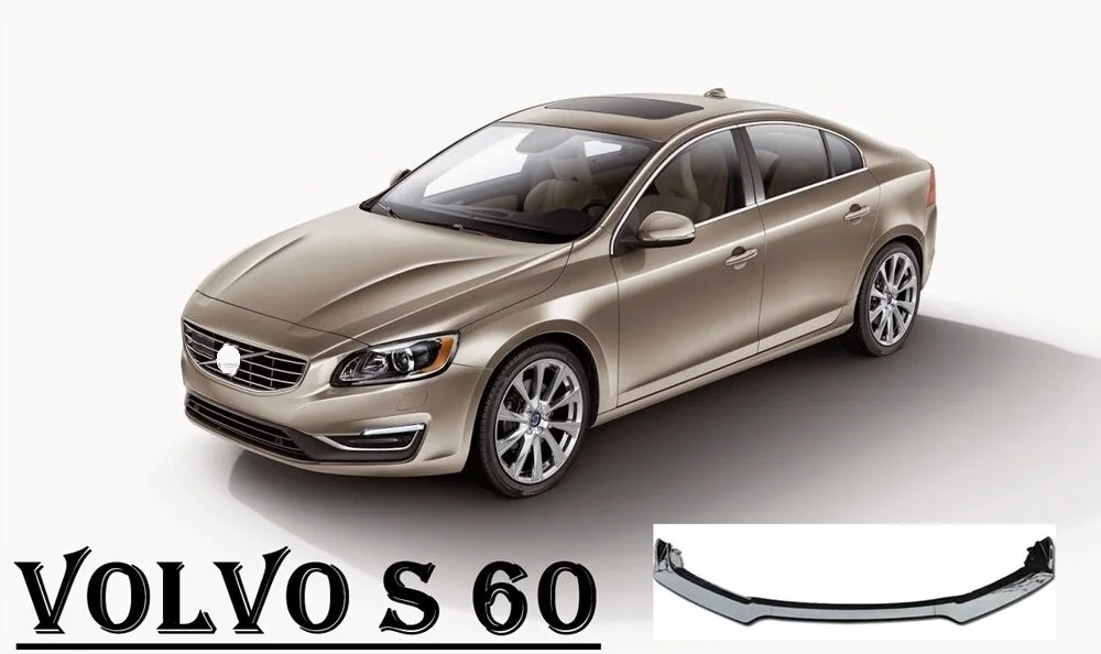 For VOLVO S60 Front Bumper Attachment Lip 2000-2020 Piano Glossy Black Splitter Diffuser Universal Spoiler Bumper