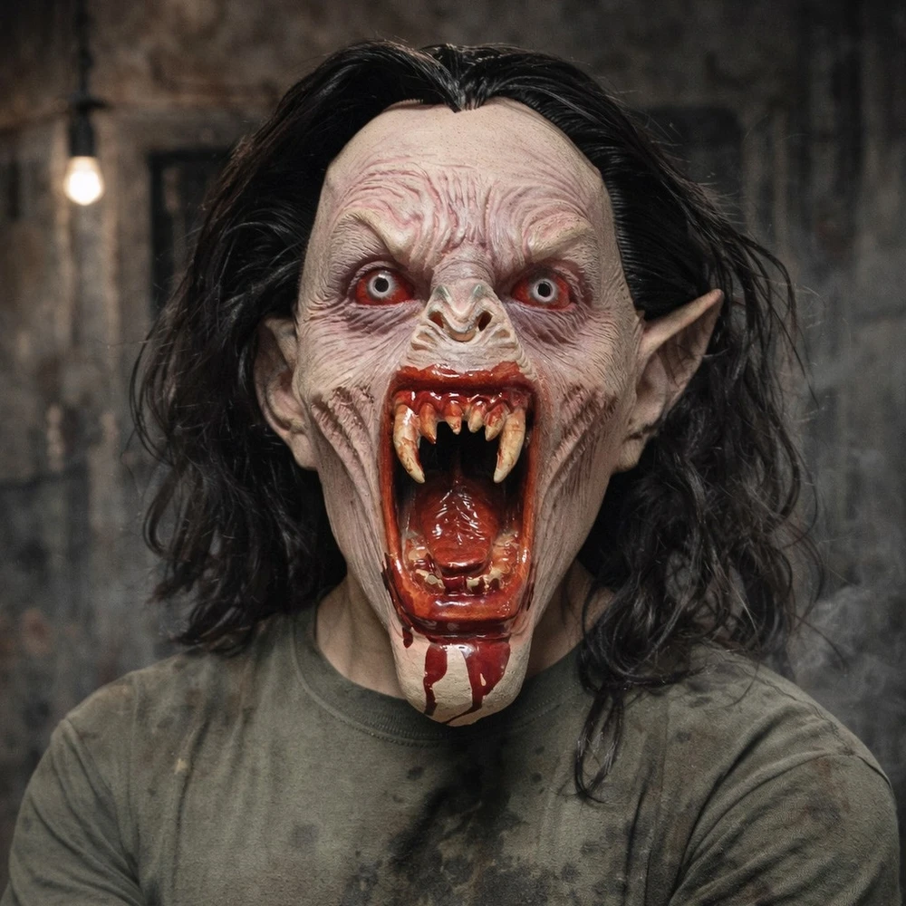 قناع مصاص دماء واقعي ومخيف للهالوين وحفلات التنكر وأفلام الرعب للبالغين