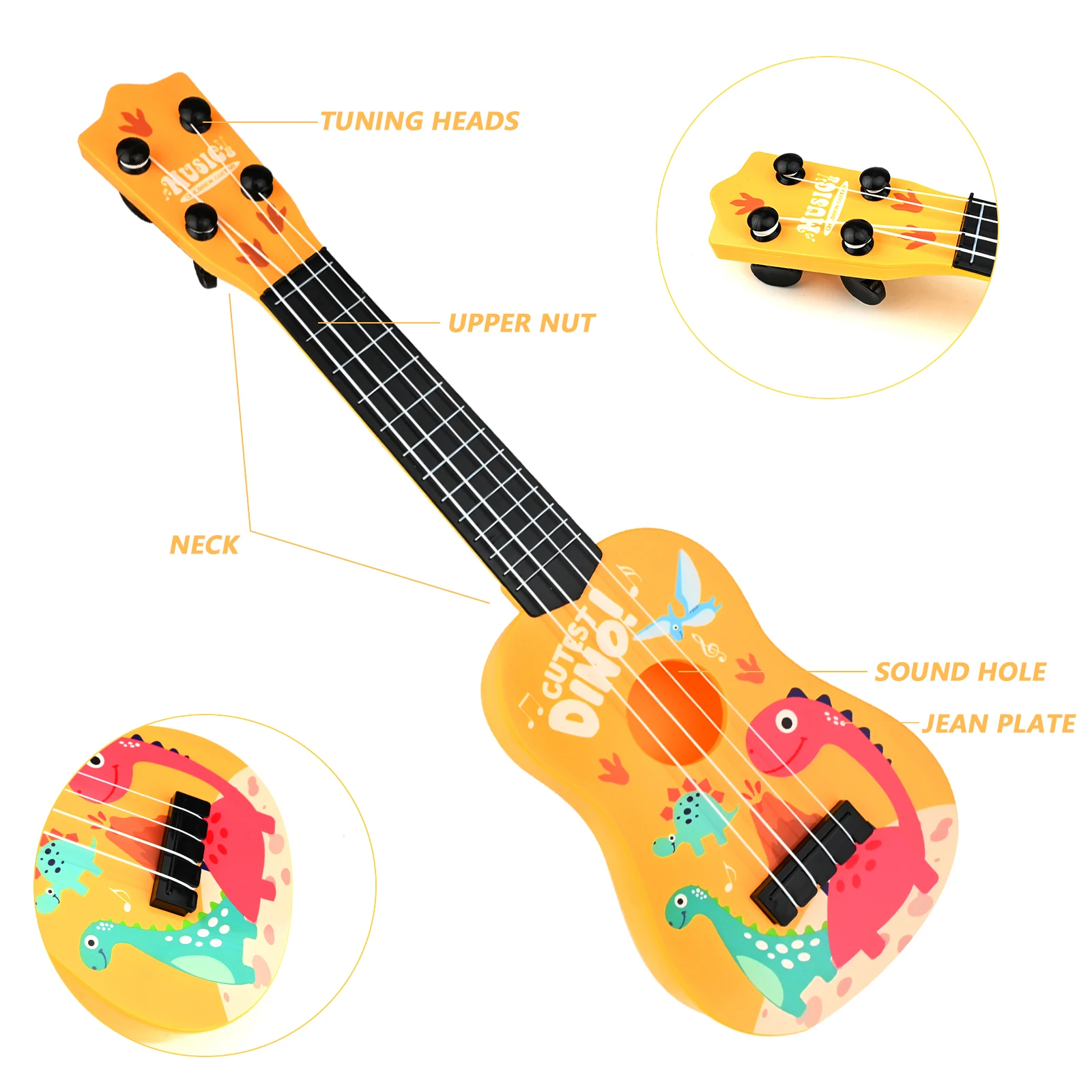 Ukulele Toy for Beginner, 42 CM Guitar Musical Toy Ukulele Instrument Kids Toy with 4 Adjustable Strings Classical Instrument fo