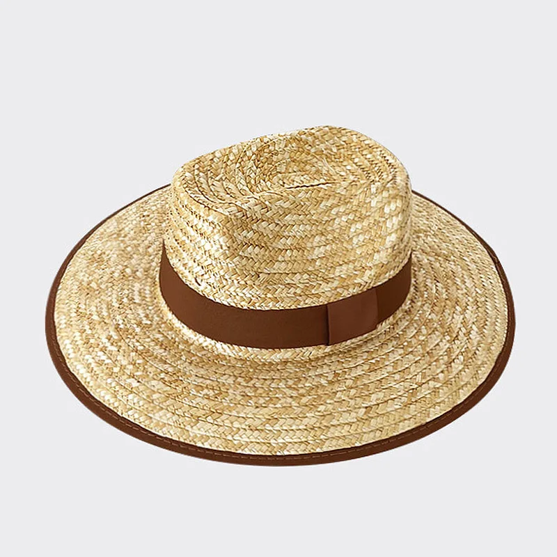 Womens Mens Wide Brim Straw Panama Hat Fedora Summer Beach Sun Hat UPF Straw Hat for Women