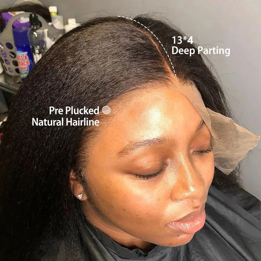 40 Inch Kinky Straight 13x4 HD Lace Front Wigs Human Hair No Glue 5X5 Closure Yaki Straight Wigs Human Hair For Women 3S Ready To Wear image 2