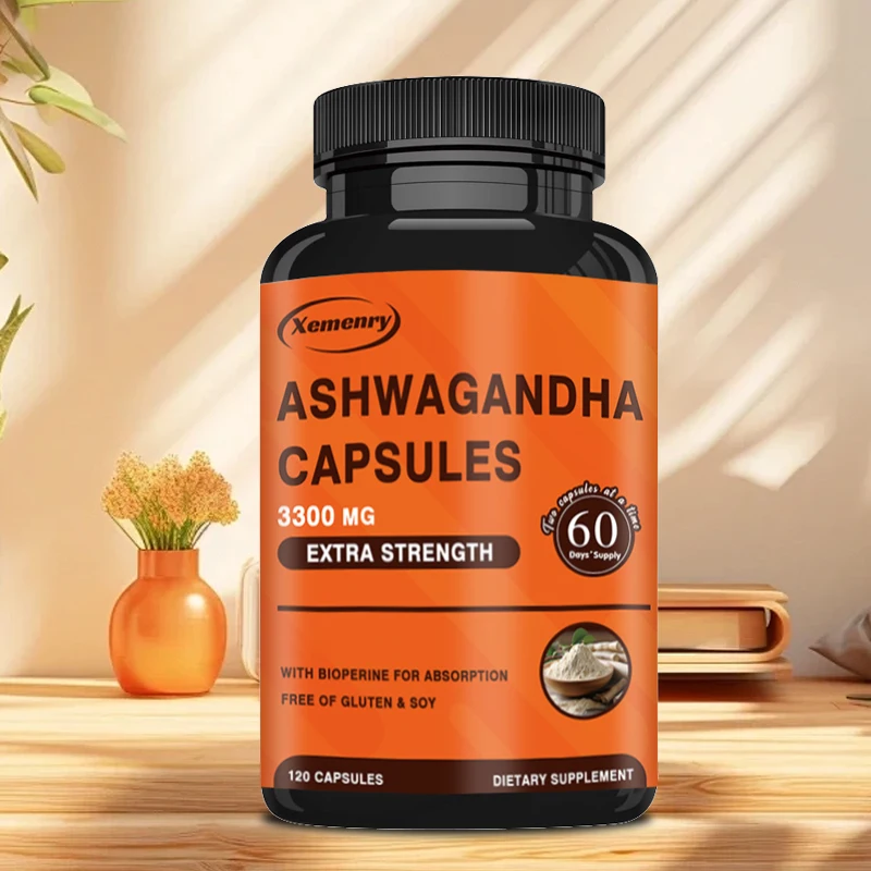 Ashwagandha Capsules - Support Brain and Memory, Relieve Stress, Improves Concentration, Mood and Sleep - 120 Capsules