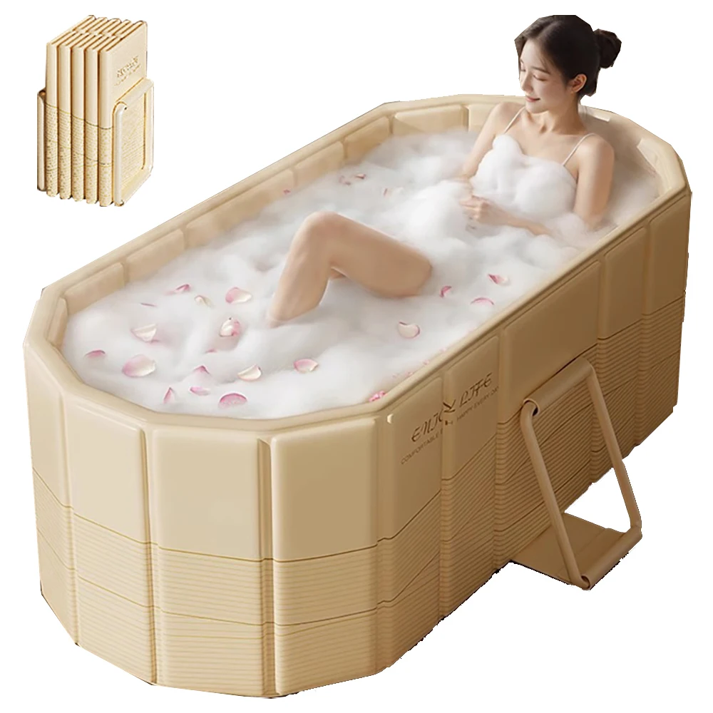 Opvouwbaar bad 1,5 m groot bad Draagbaar bad voor volwassenen Dubbele full-body bademmer Opvouwbare badkuip Warm koud bad Familie SPA - afbeelding 2