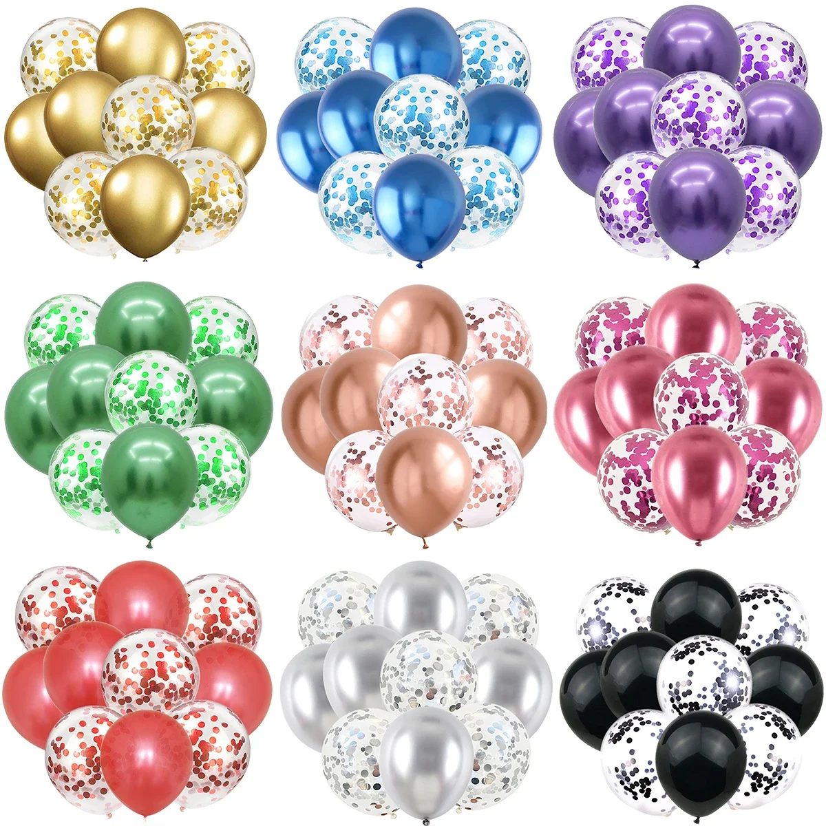 10 pçs ouro prata metal látex confetes balões chuveiro do bebê casamento ano novo decorações da