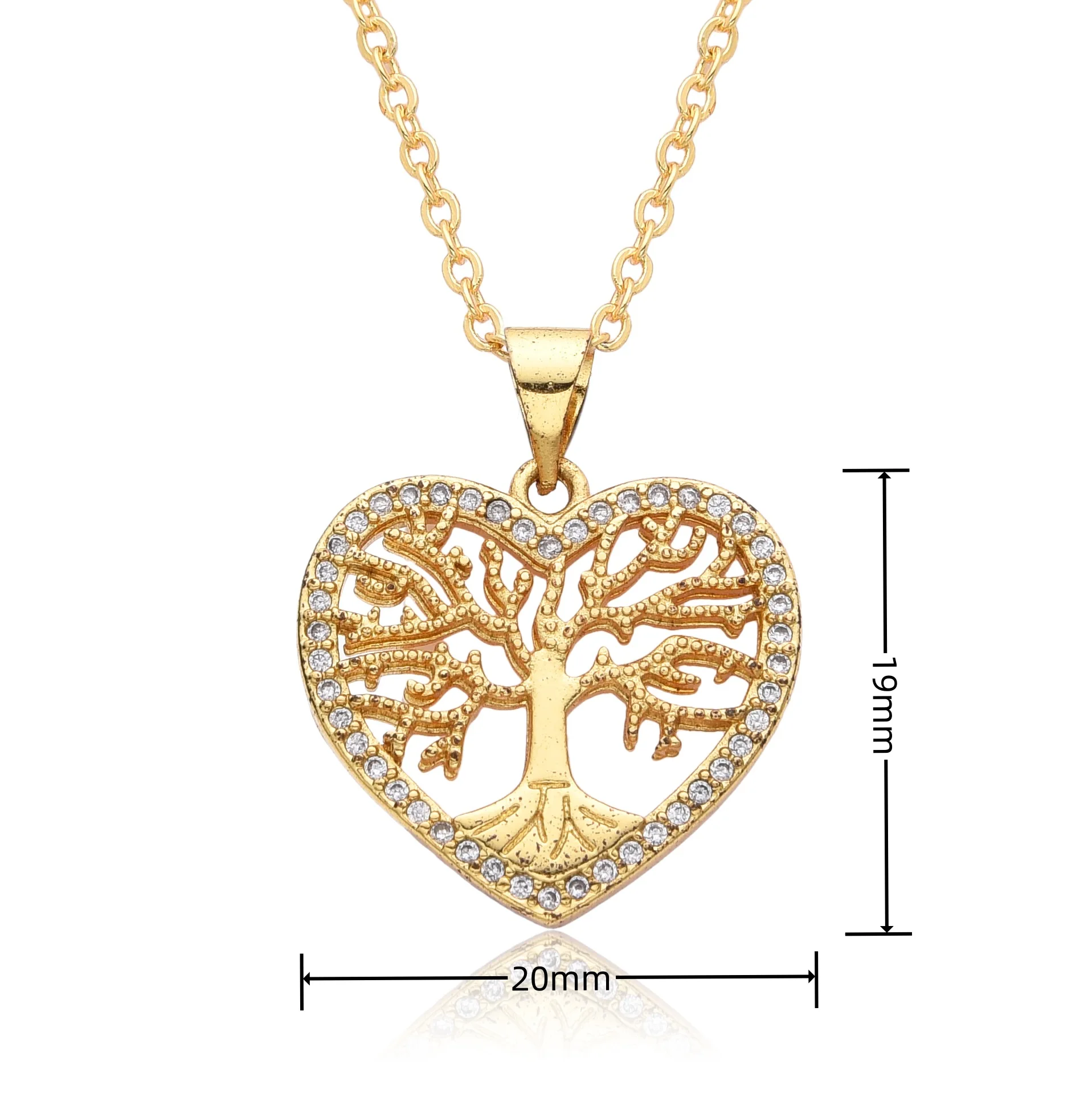 18K gold plated popular round hollow tree of life necklace pendant versatile jewelry holiday gift