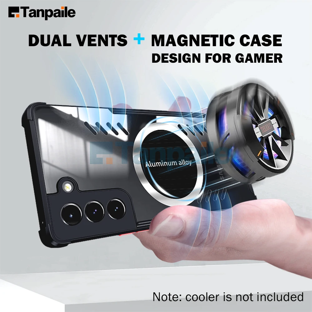 

Tanpaile Cooling Magnetic Phone Case For Samsung Galaxy S22 S21 Plus Ultra Shockproof Magsafe Heat Dissipation Back Cover