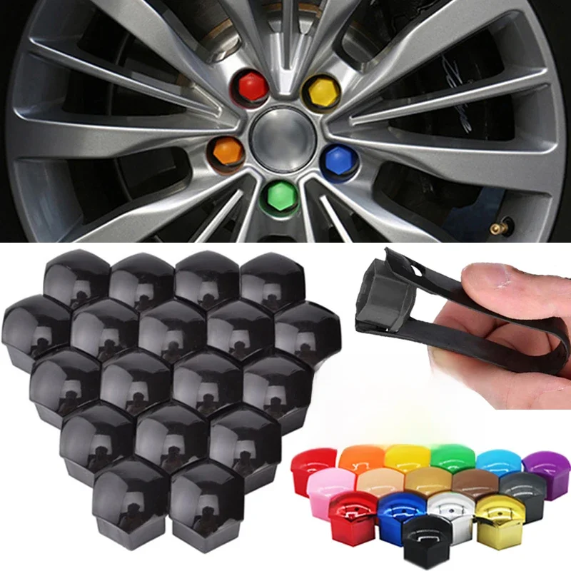 17mm/19mm/21mm 20 pièces bouchons d'écrou de roue de voiture couvercles de Protection bouchons couvercle de vis de moyeu automatique noir bouchon d'écrou de boulon de pneu de voiture décoration de