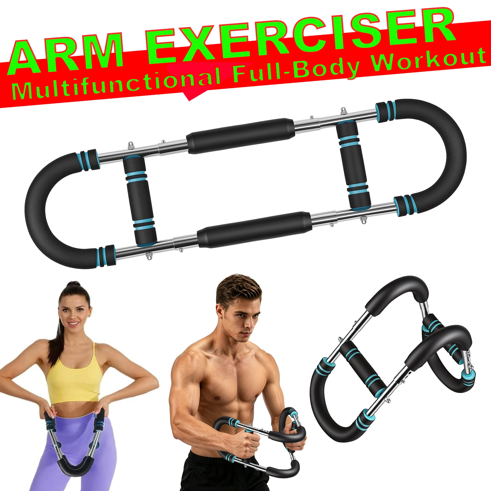 Allenatore per braccia a forma di U, regolabile, multifunzionale, espansore per petto, rafforzatore per la presa, attrezzo da palestra domestica smontabile per allenamento completo del corpo,