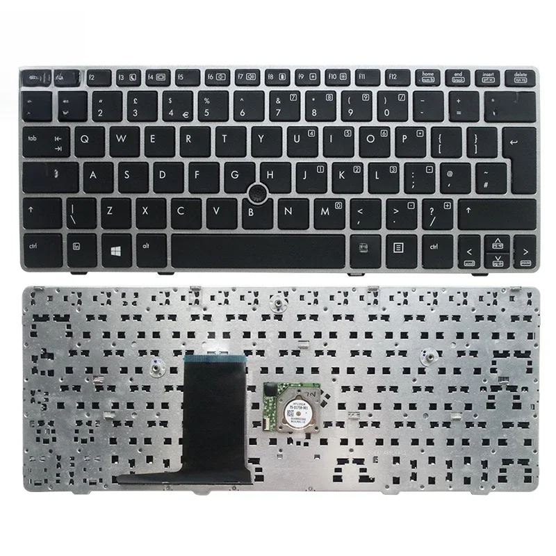 Nowa klawiatura do laptopa HP EliteBook 2560, 2560p, 2570, 2570P (Wielka Brytania/USA/Hiszpania/Brazylia), srebrna, z ramką. — zdjęcie produktu 7