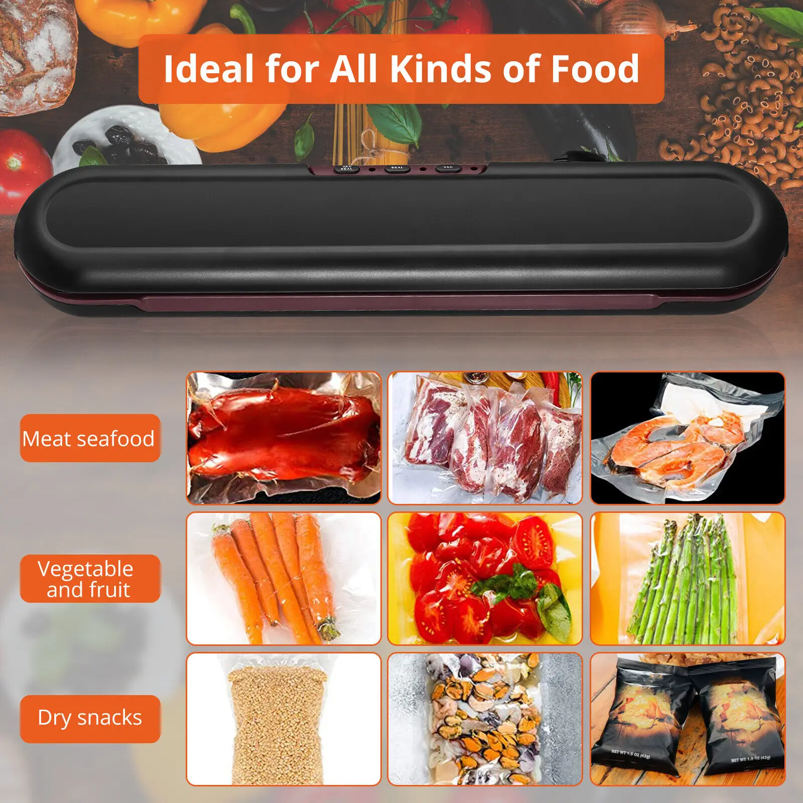 Vacuum Sealer Machine 85Kpa Automatic Food Sealer Dry&Moist Modes Compact Design  US