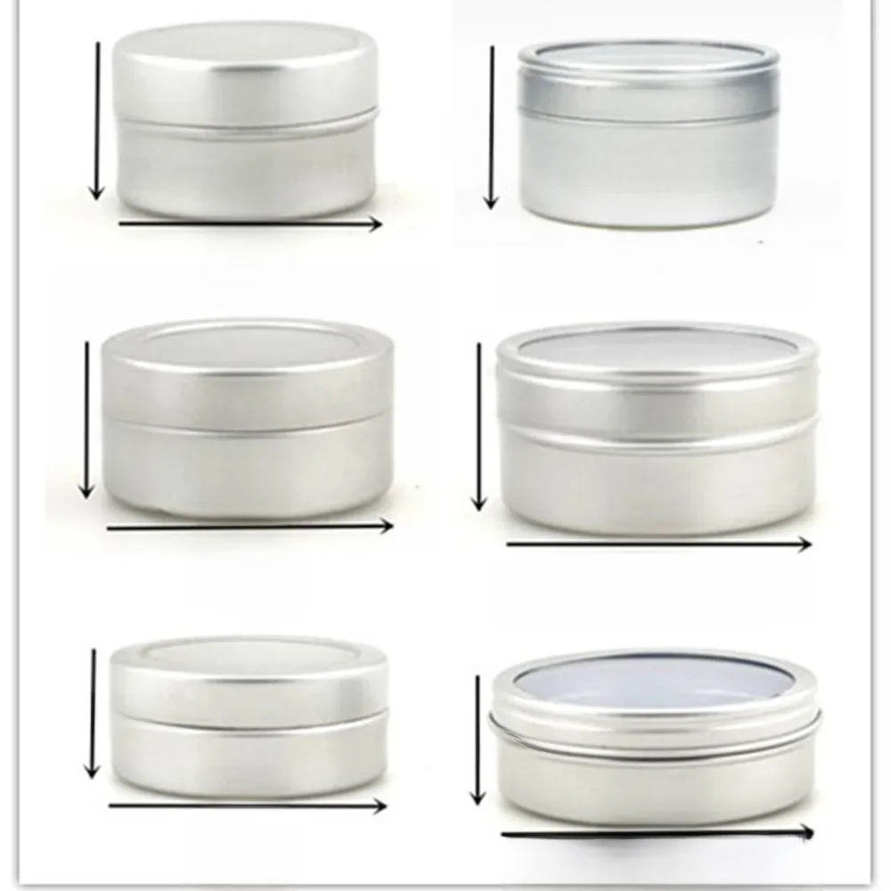 5g 10ml 20g 40ml 80ml mały pusty okrągły aluminiowy, metalowy, pojemnik, etui, słoik, garnek, puszki na balsamy z przezroczystym okienkiem, pokrywka zatrzaskowa — zdjęcie 2