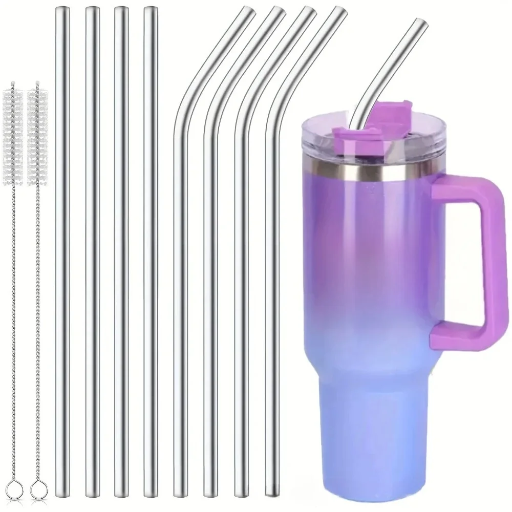 Paille argentée réutilisable en acier inoxydable, 30cm, paille à boire saine, smoothies pour cocktail