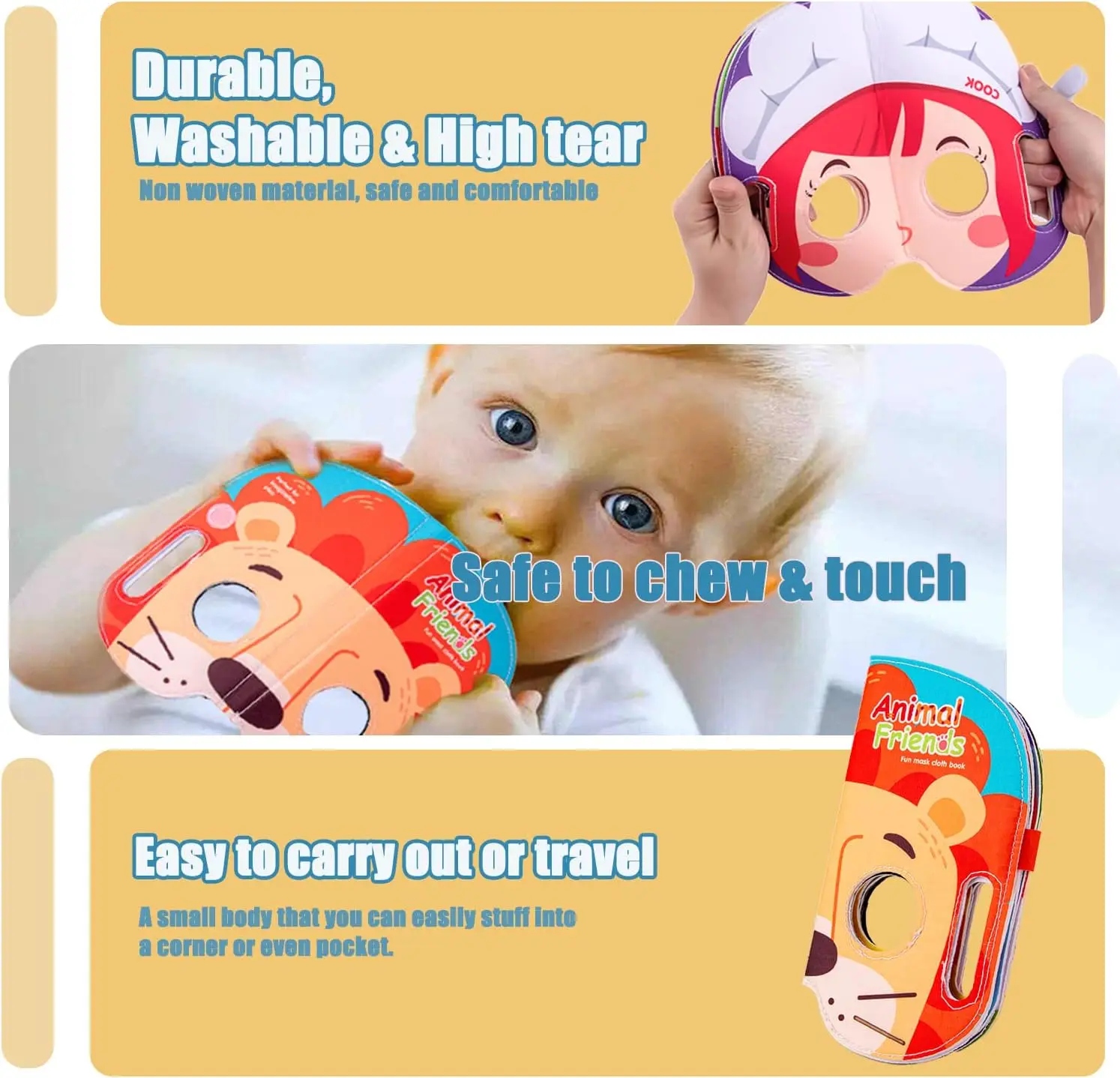 Maschera Libro di stoffa Giocattolo per bambini, Personaggio di frutta animale Gioco di ruolo, Fai finta di giocare Giocattolo di apprendimento cognitivo, Regalo di Natale di compleanno