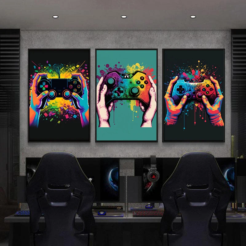 1Pcs Headphones Wall Decororation Color Wall Art Canvas Painting Abstract Poster Bar Interior Paintings Room Decor Game Console