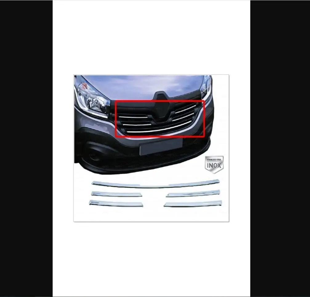 

For Renault Trafic Chrome Front Grille 5 Pcs. 2014 Onwards Stainless Steel - Car Design Modifed Parts Spare Tail Signal Sporty