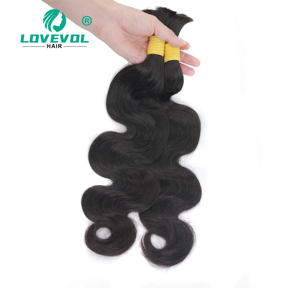 Lovepol 100g onda do corpo cabelo a granel para mulheres molhado e ondulado volume do cabelo humano para trança nenhuma trama tranças extensões pacotes 12-26 polegada