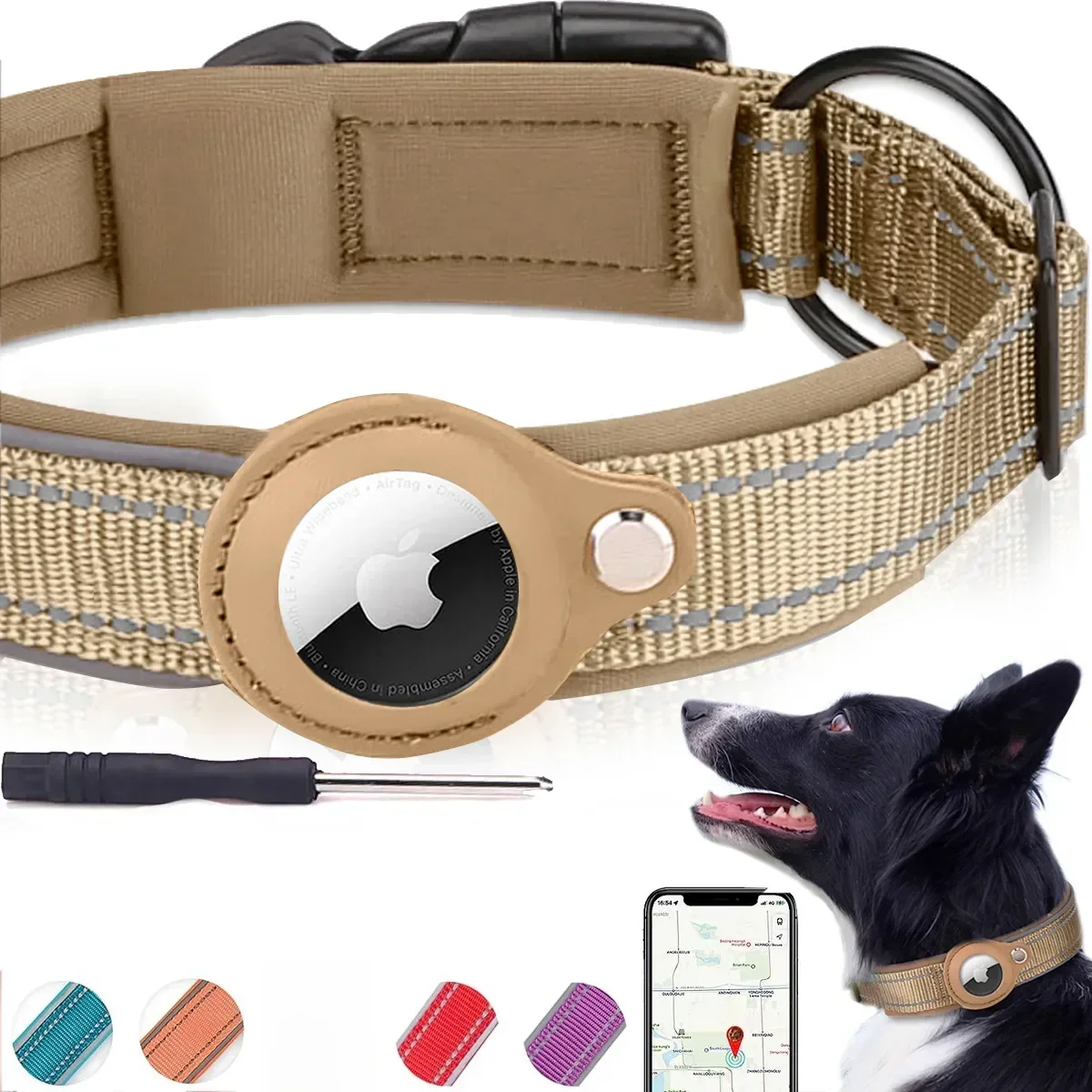 Nouveau pour Apple Airtag collier de chien de compagnie Anti-perte réfléchissant traqueur de protection étanche pour chien de compagnie chat chien collier de positionnement