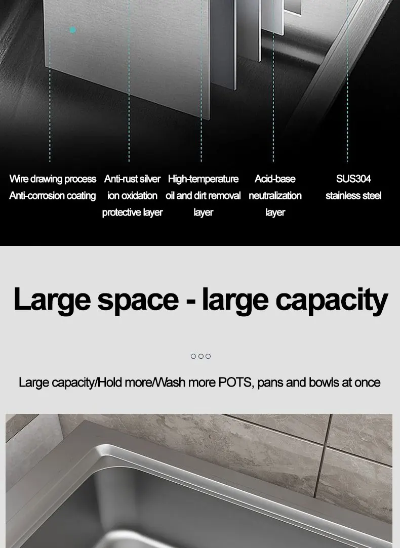 Description Picture 5 of item304 stainless steel sink, single-sink sink, household vegetable-washing sink, under-sink sink, large single sink, kitchen water