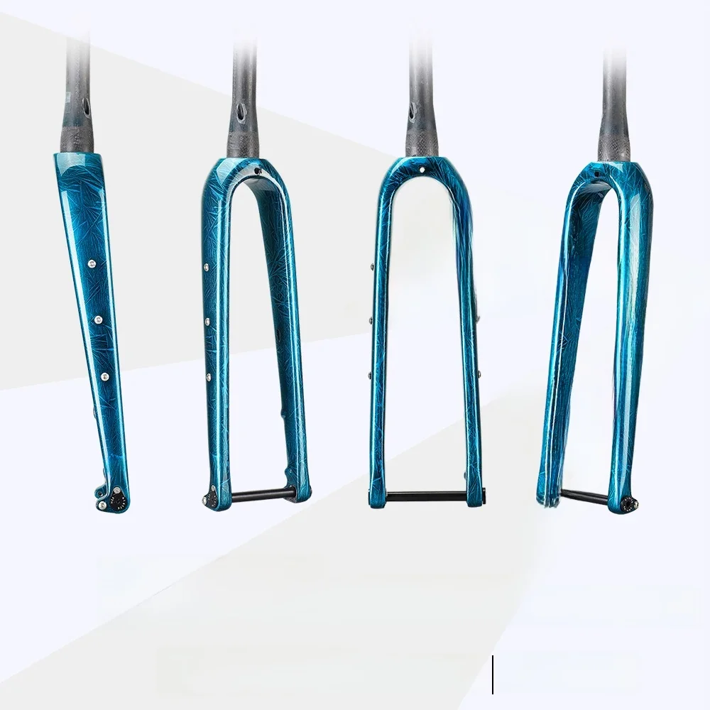 AliExpress Airwolf AIRWOLF 700C Gravel Fork Disc Brake Road Bike Fork Max Tire 700 45C or 27.5*2.1'' Blade Length 395mm Carbon Fork For Bicycle