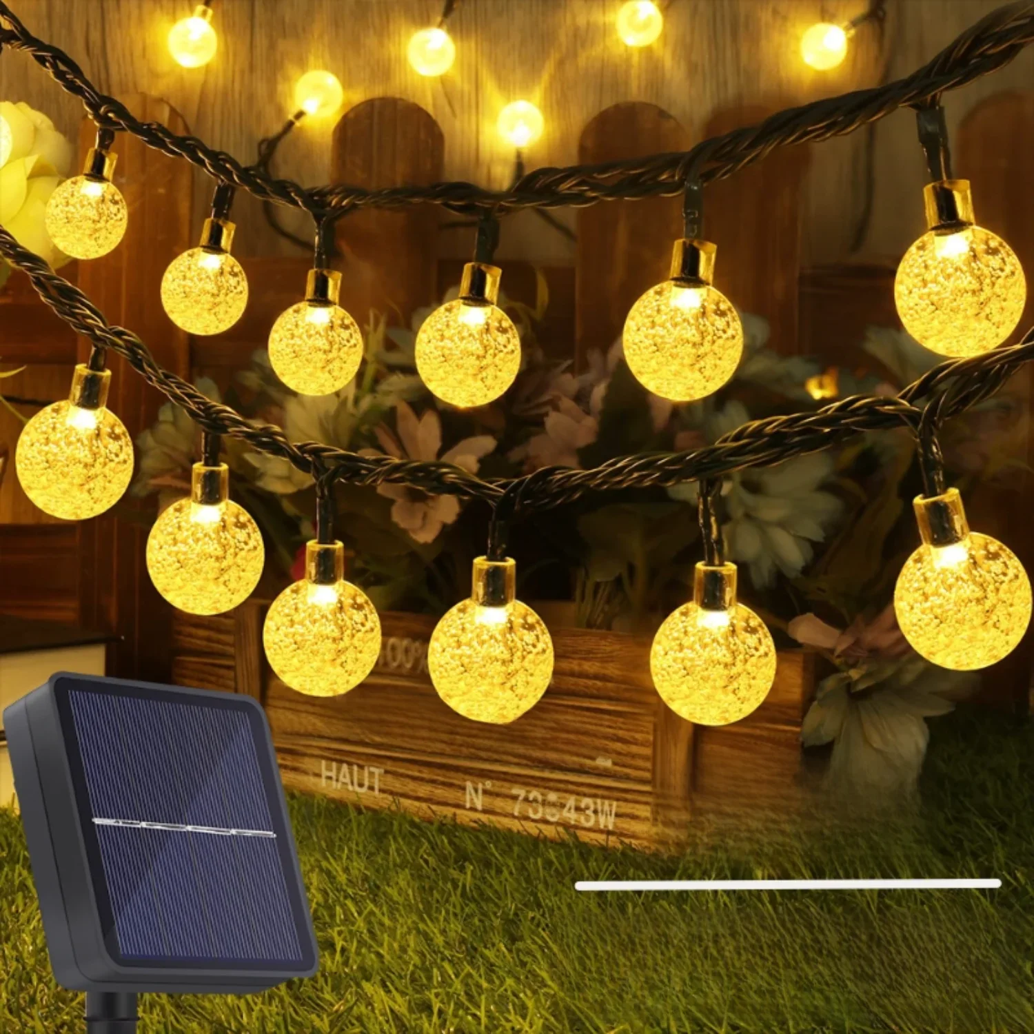Solar Lichterketten im Freien LED Kristall kugel Lichter wasserdicht Solar Girlanden Lichterkette für Garten Weihnachten Outdoor-Dekor