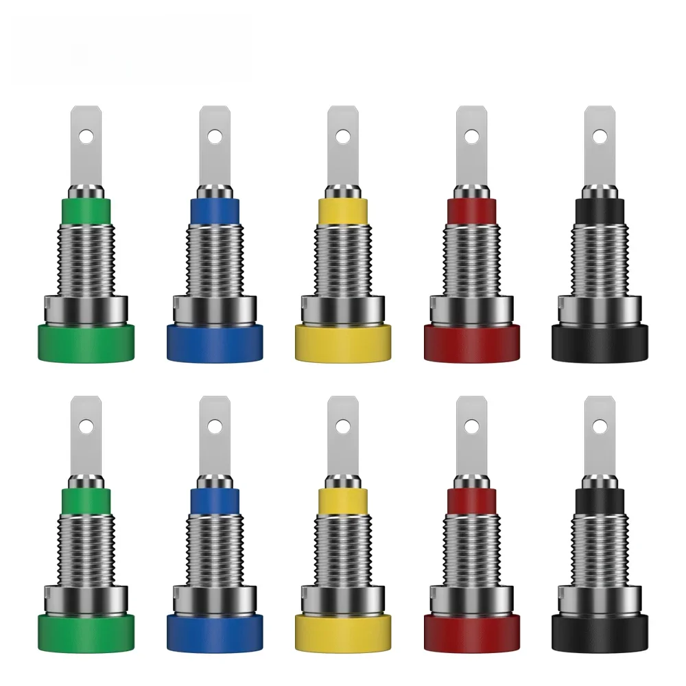 QSS 10PCS 2MM Gniazdo bananowe Nakrętka zaciskowa Banana Wtyczka Jack Złącze elektryczne Otwór testowy DIY Części Q.40004 — zdjęcie 2