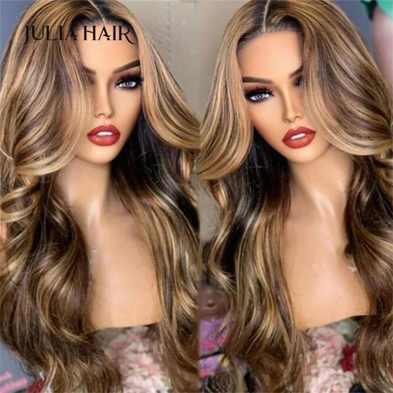 

Julia Hair Wear Go Pre Cut 6x4.5 Lace Closure Blond Highlight Body Wave Quick & Easy Glueless With Breathable Cap Air Wig