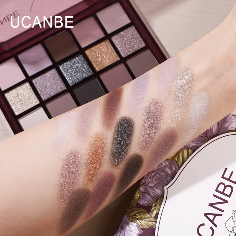 UCANBE Smokey Rose Eyeshadow Palette, 15 Colors Neutral Shimmer Matte Metallic Makeup Pallet, Smokey Nude Taupe Brown Eye