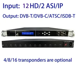 TV Digital Headend Encoder Modulador, Modulador QAM RF, 4 ou 8 canais, 12 HD para DVB-C, DVB-T, ATSC, ISDB-T, DWDM-4782I-12