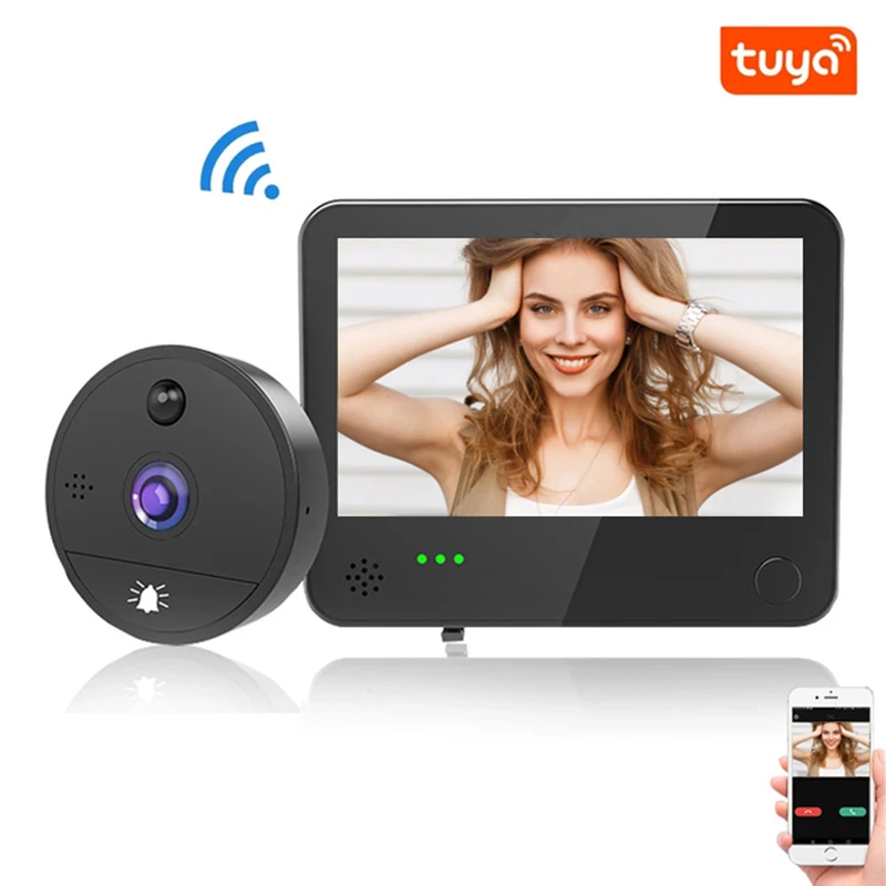 Tuya1080P Peephole Video Doorbell Camera Wifi Door Bell Viewer High Degree Motion Detection Tuya APP Remote Control for Home