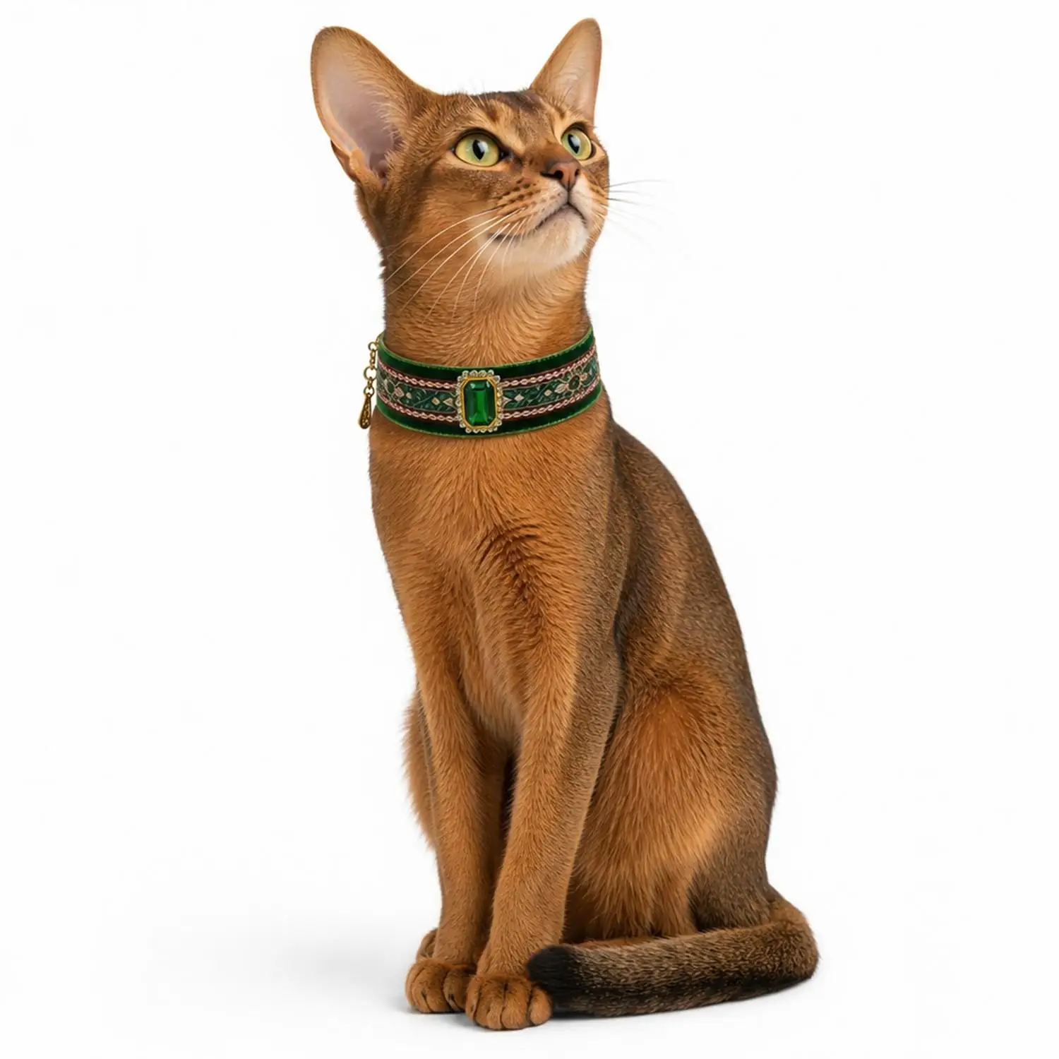 Vintage Smaragd-Halsband für Katzen Luxuriöse Samt-Halskette mit Strass-Edelstein-Anhänger Verstellbares Kätzchen-Schmuckhalsband Geschenk – Detail 5