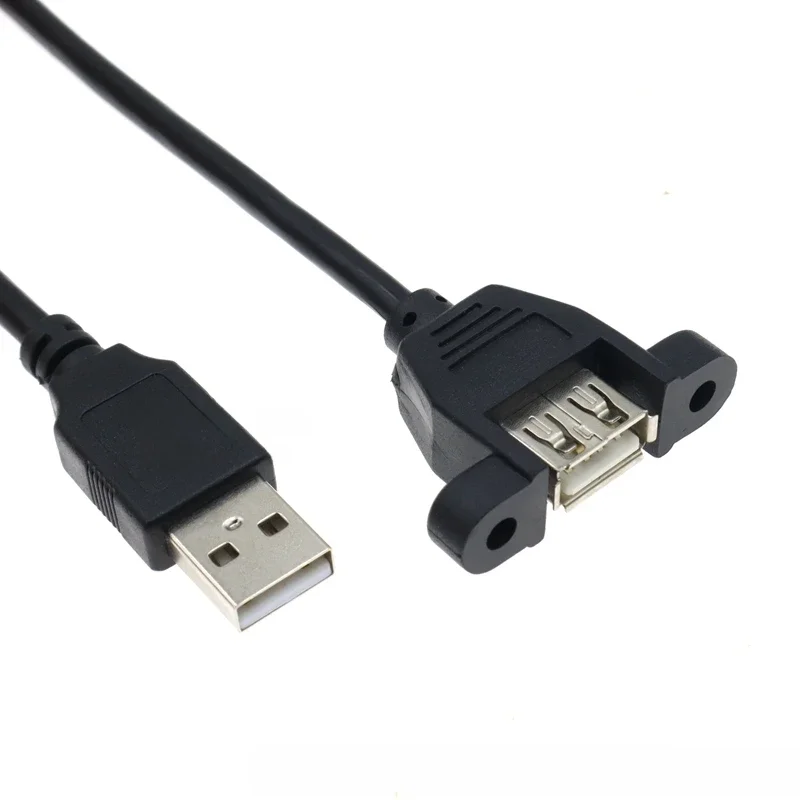 Câble d'extension USB 2.0 mâle à femelle de 0.3 à 5m, avec trous de vis de montage sur panneau pour fixer l'adaptateur de châssis de contrôle industriel