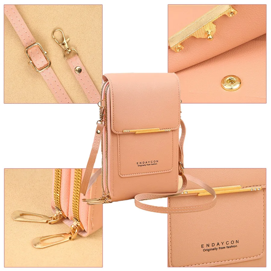 Women's Touch Screen Travel Phone Wallet, Large Capacity Vertical Mini Crossbody Bag Multi Card Slot 4 Colors - view 4