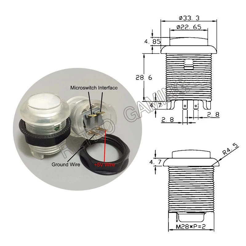 10Pcs 28mm Illuminated 12v 5v BL LED Push Button Screw Arcade Button With Microswitch for Arcade Games Accessory