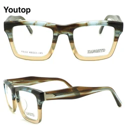 Trendy Vintage Men Handmade Optical Glasses Frames Women Square Eyeglasses Frames Oversized Prescription Retro Spectacles Blue