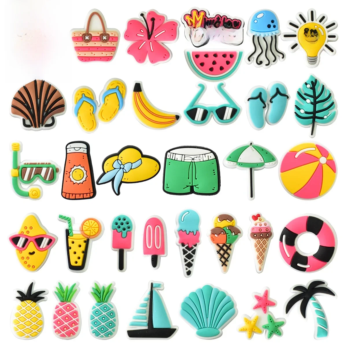 Breloques de chaussure de crème glacée de clics d'été, sabots, toboggans à bulles, décoration de chaussure de bricolage, cadeau de fête, accessoires de crocs