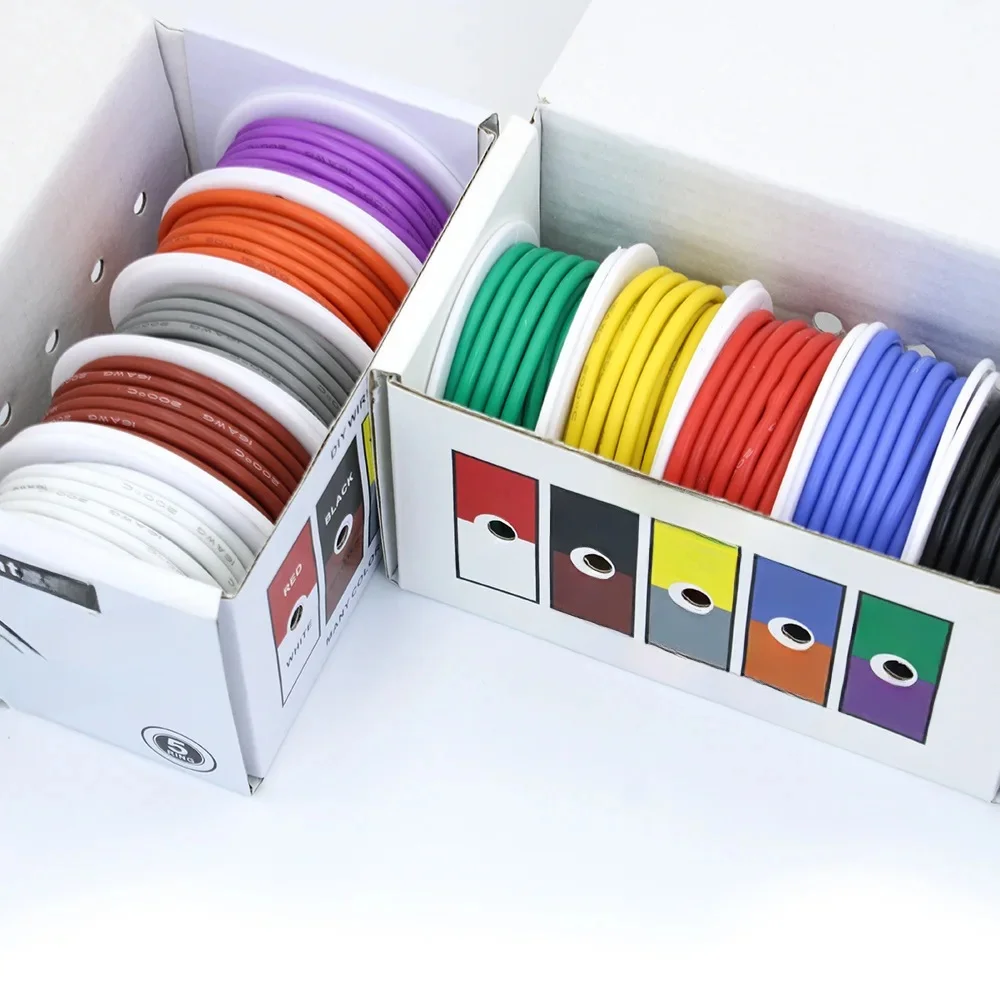 5 kleuren siliconendraad vertinde koperdraad DIY elektrische draad Zachte elektrische draad Hook up Kit Draad 16/18/20/22/24/26/28/30 AWG - afbeelding 2