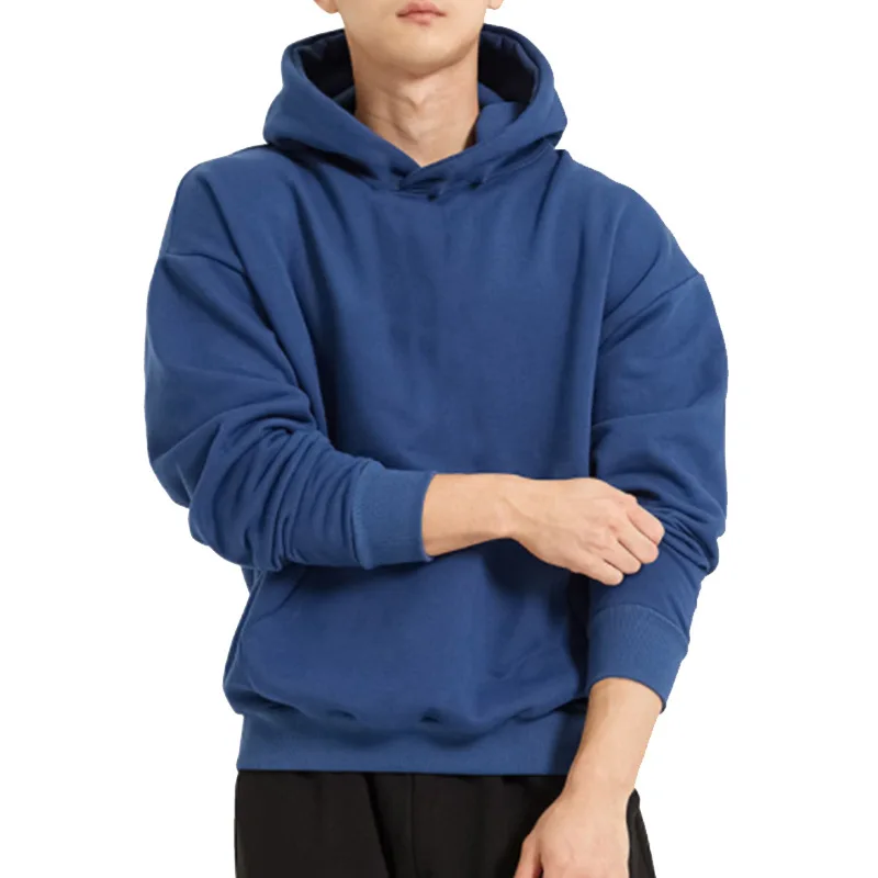 

DUYIT Loose Hooded Sweater Men's Spring/Autumn Drop Shoulder Long Sleeve Solid Color Versatile Large Pocket Hoodie