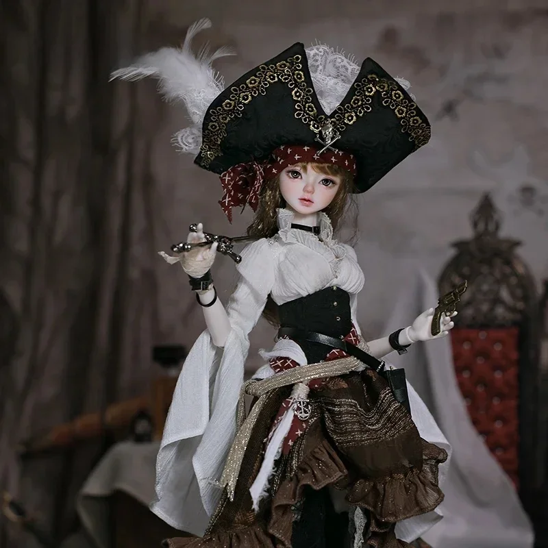 ShugaFairy Lynn Bjd Pop 1/4 Bariy Lichaam, Middeleeuwse Zeeoorlogster Piraat Hoofd, Beweegbare Scharnieren, Volledige Modedoll Set - afbeelding 2