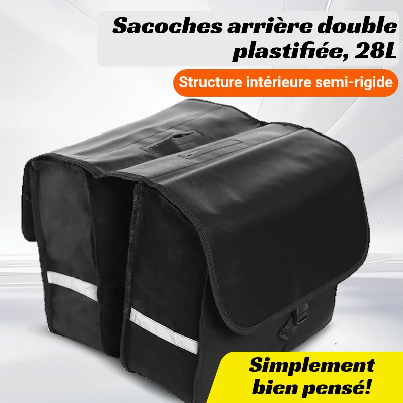 Sacoche arrière double vélo - semi-rigide - 28L