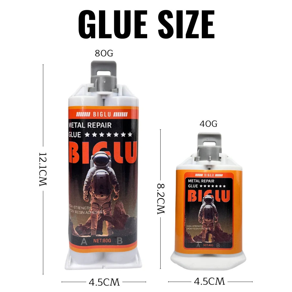 BIGLU 2 In 1 Casting AB Glue 40G/80G Industrial Strength Bonding Sealant Weld Metal Repair Agent Strong Metal Repair Adhesive